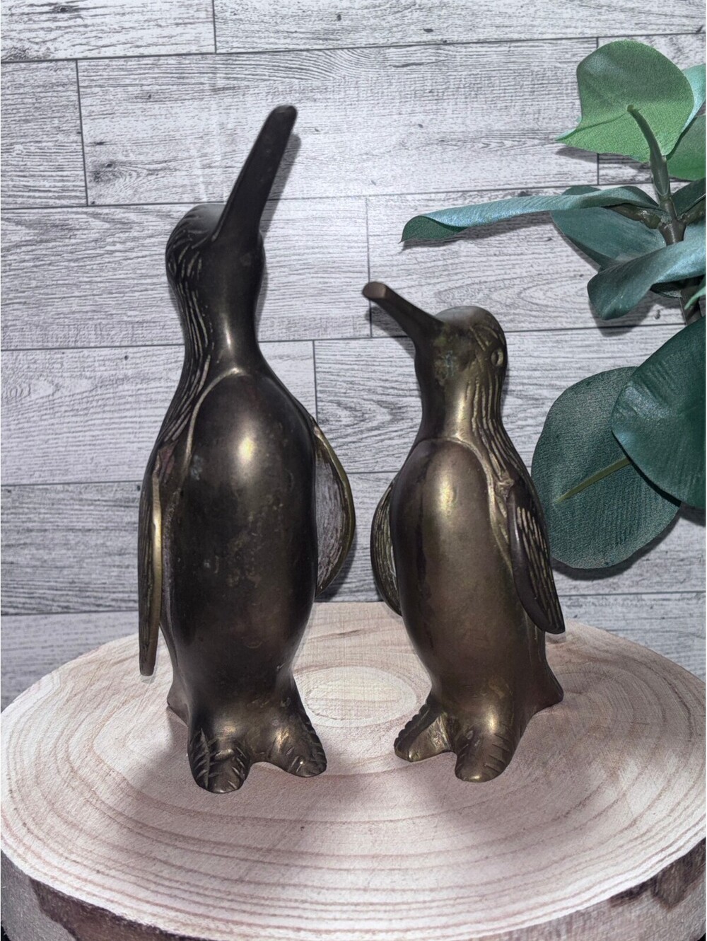 Vintage Brass Penguin or Kiwi Bird Figurines Set of 2 Decorative Sculptures MCM